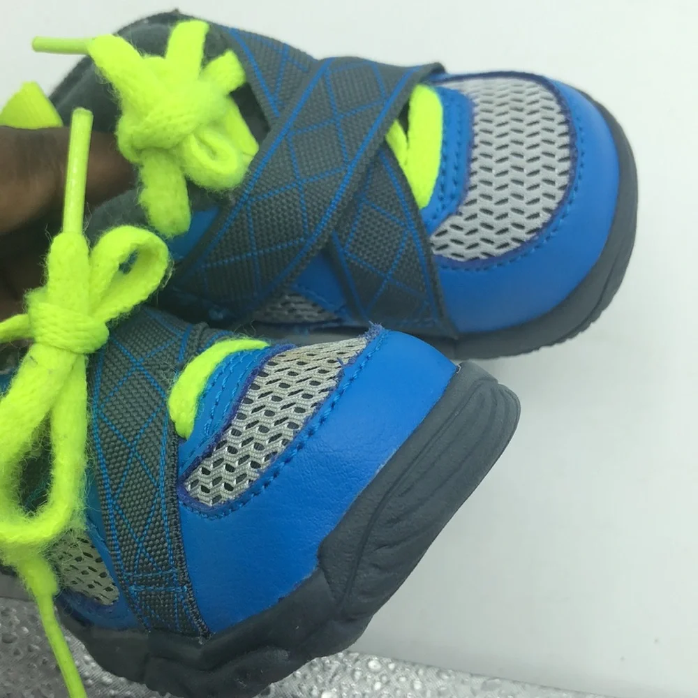 Nike Raid Toddler Shoes Size 2C Blue Neon Volt 644415-005 Athletic Sneakers